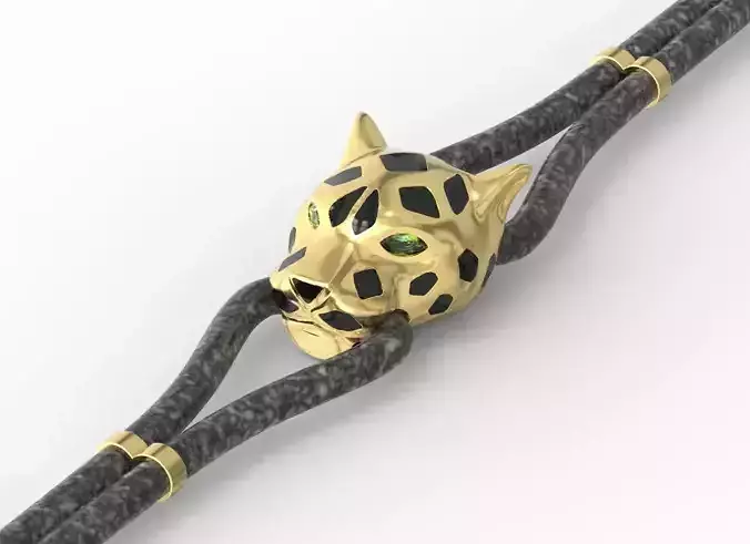 Panthera cartier bracelet locked unisex 3D print model