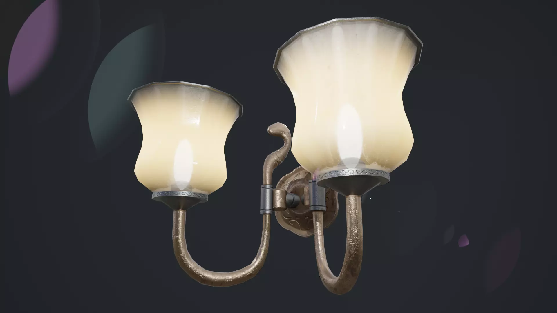 Wall Lamp Low-poly 3D model_16