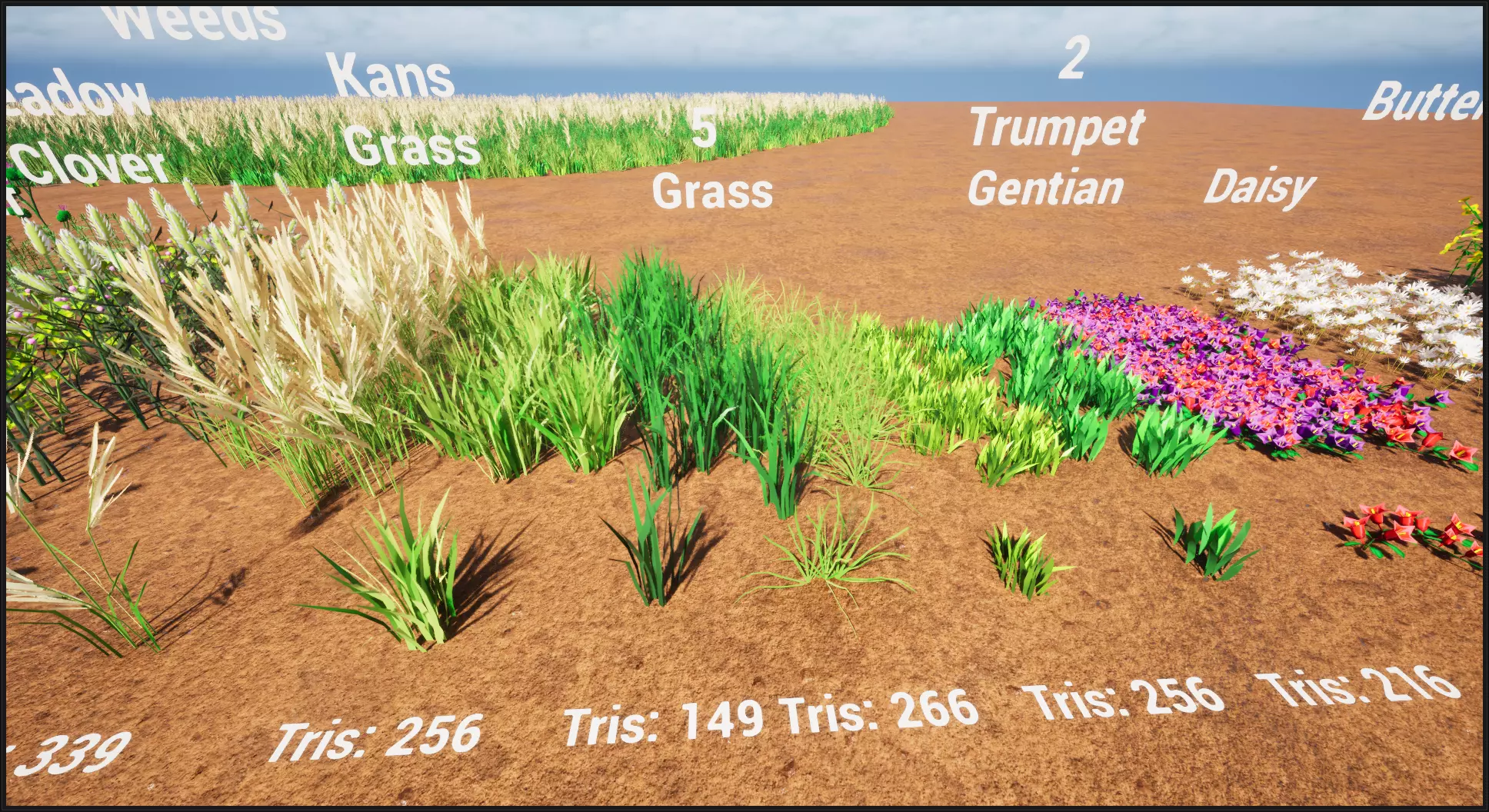 Stylized weeds plants grass nanite foliage Low-poly 3D model_6