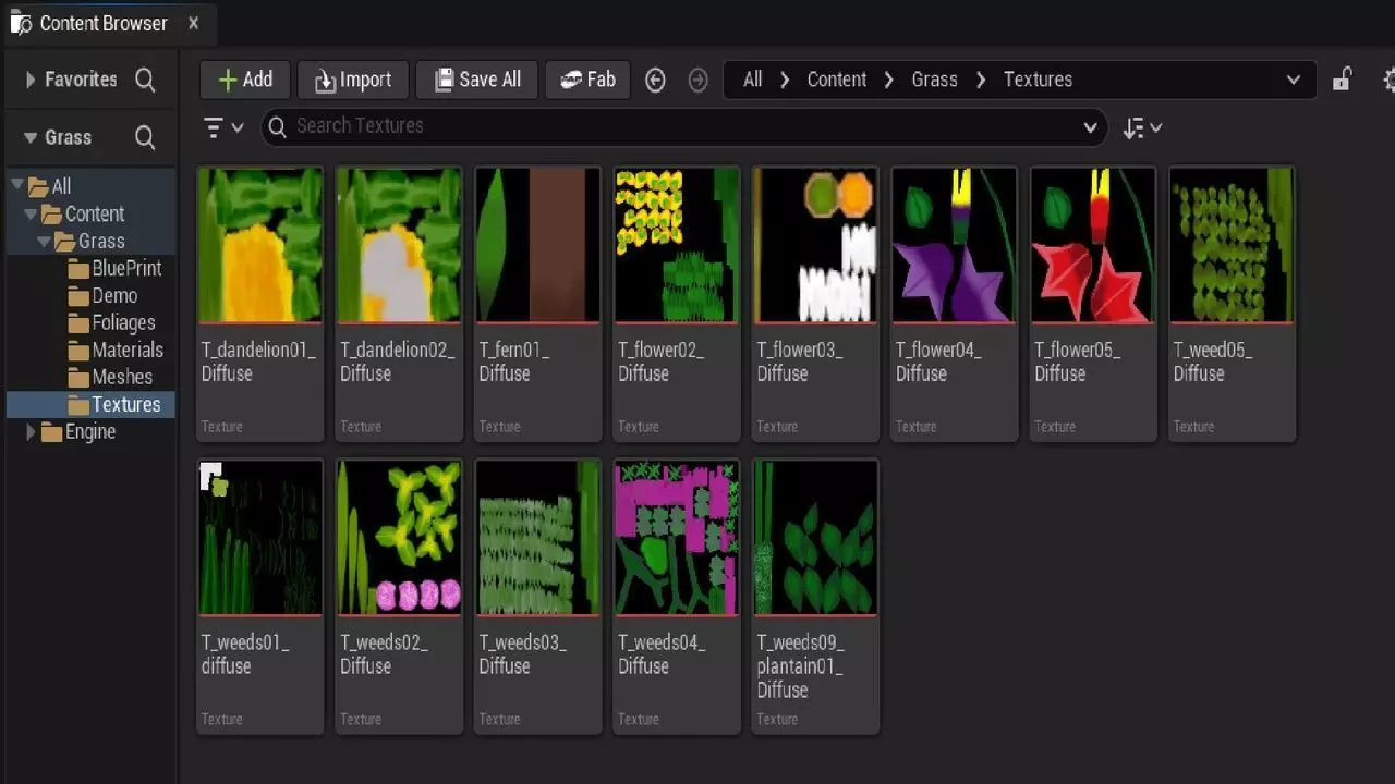 Stylized weeds plants grass nanite foliage Low-poly 3D model_22