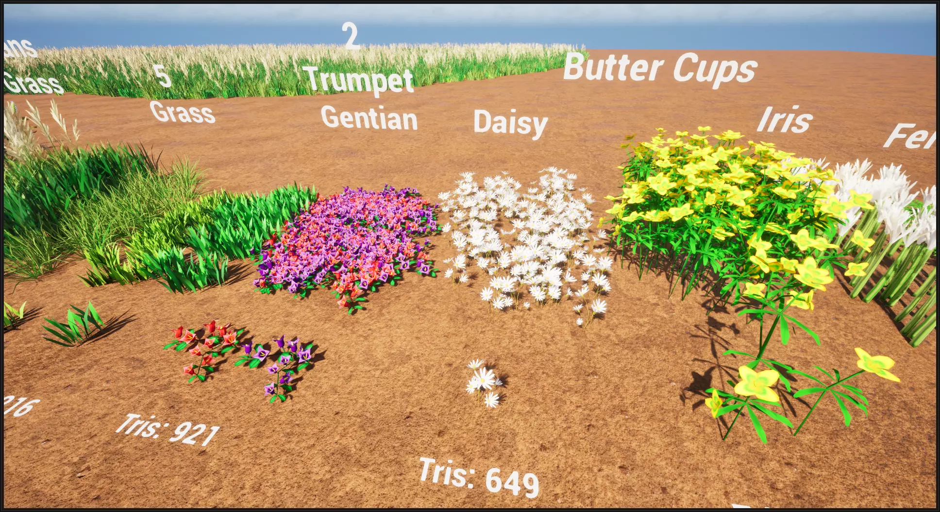 Stylized weeds plants grass nanite foliage Low-poly 3D model_7