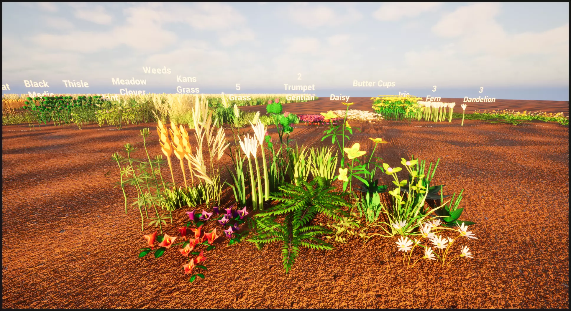 Stylized weeds plants grass nanite foliage Low-poly 3D model_9