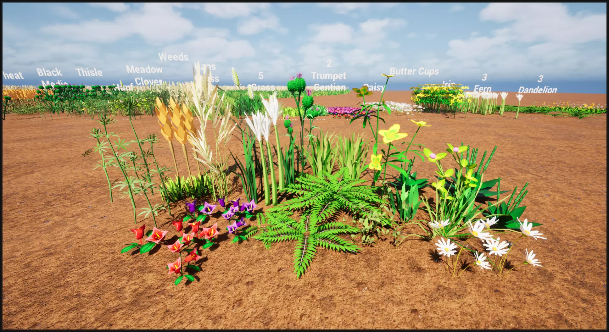 Stylized weeds plants grass nanite foliage Low-poly 3D model_1