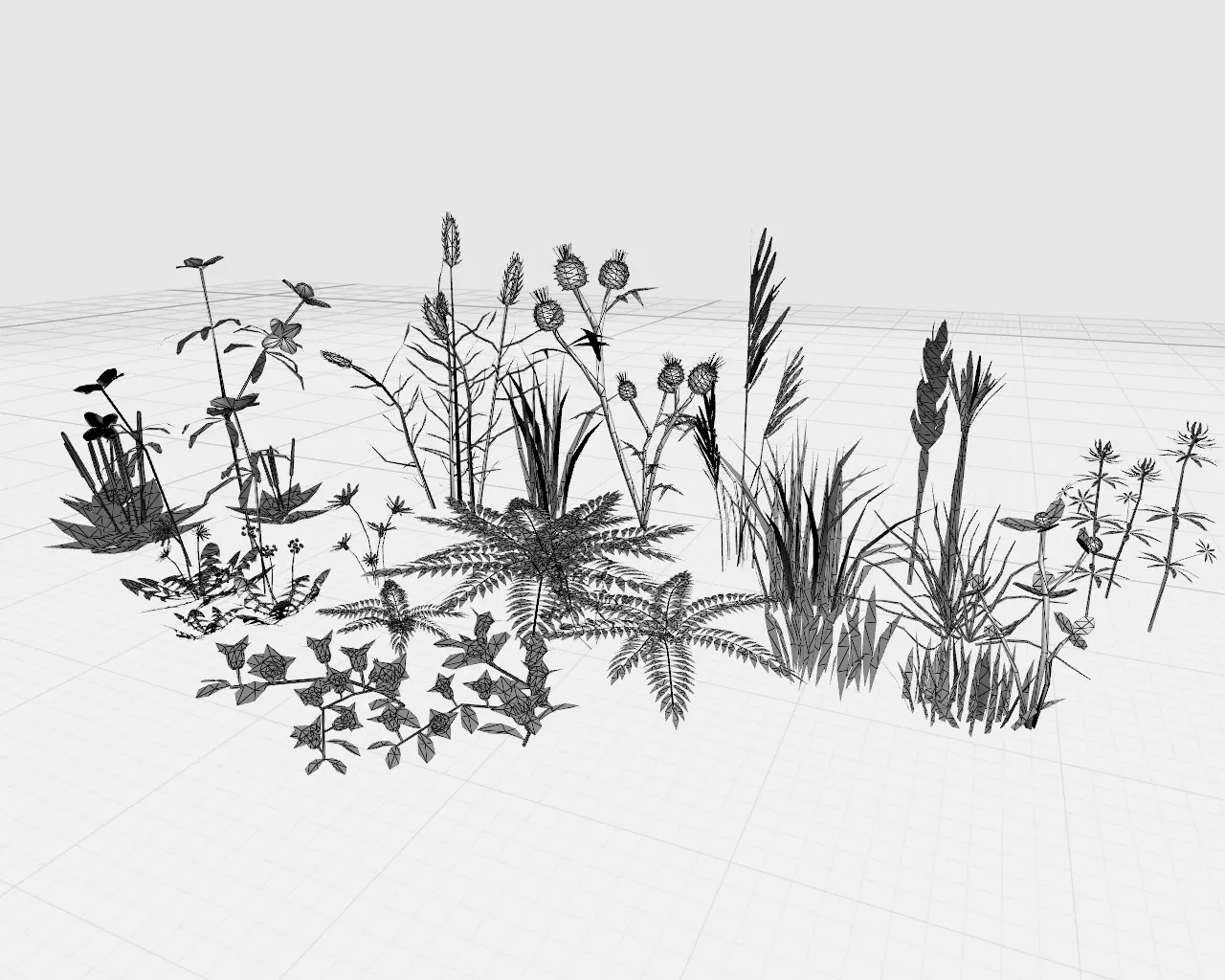 Stylized weeds plants grass nanite foliage Low-poly 3D model_24