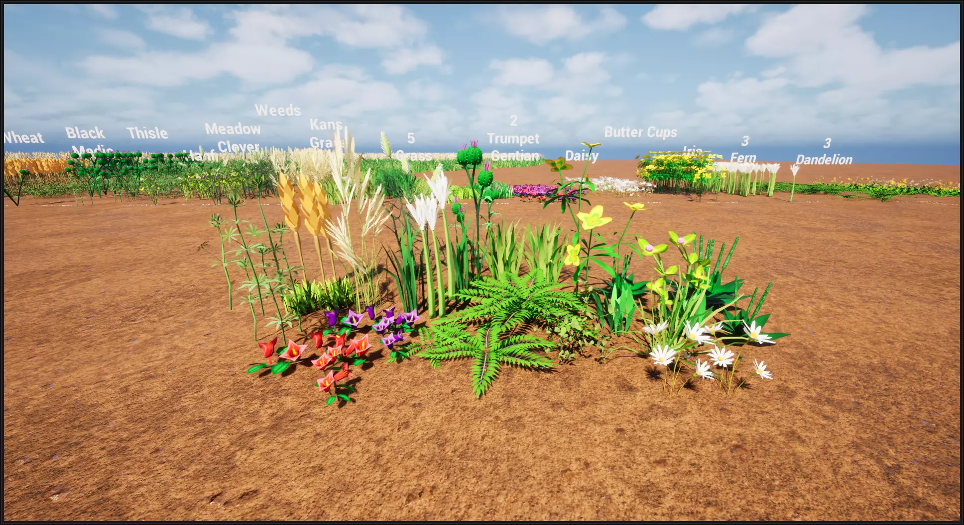 Stylized weeds plants grass nanite foliage Low-poly 3D model_19