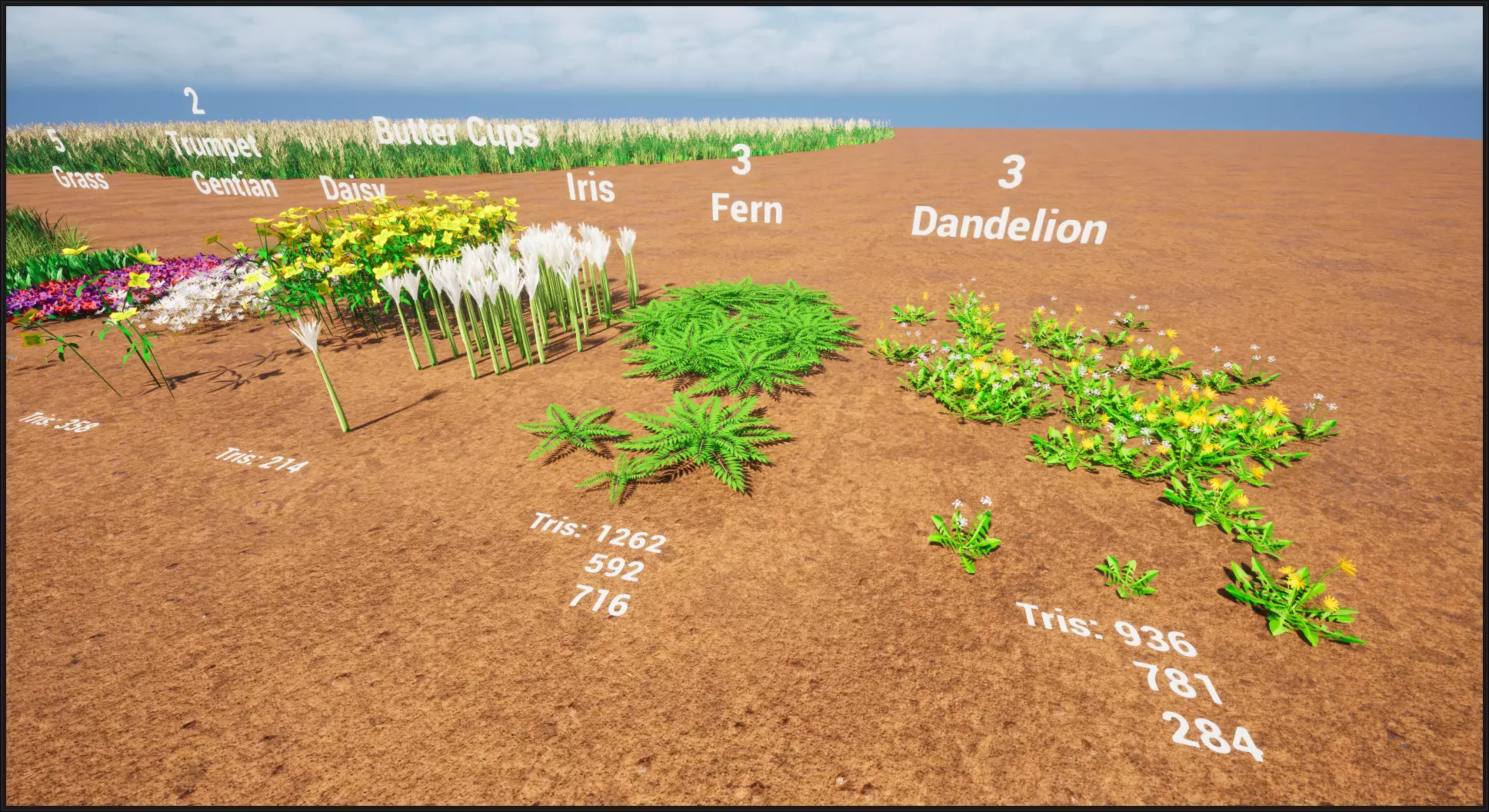 Stylized weeds plants grass nanite foliage Low-poly 3D model_8