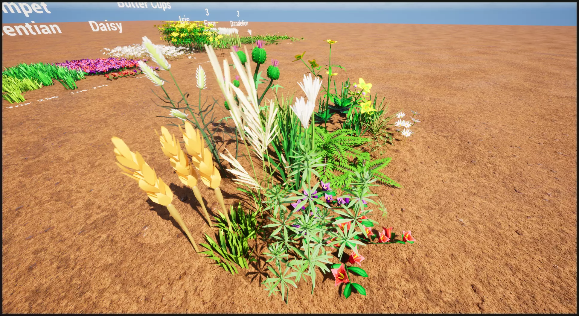 Stylized weeds plants grass nanite foliage Low-poly 3D model_2