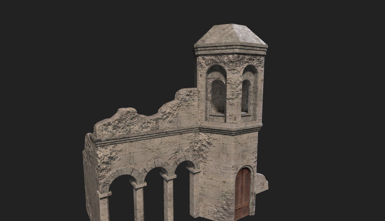 Medieval ruin Low-poly 3D model_1