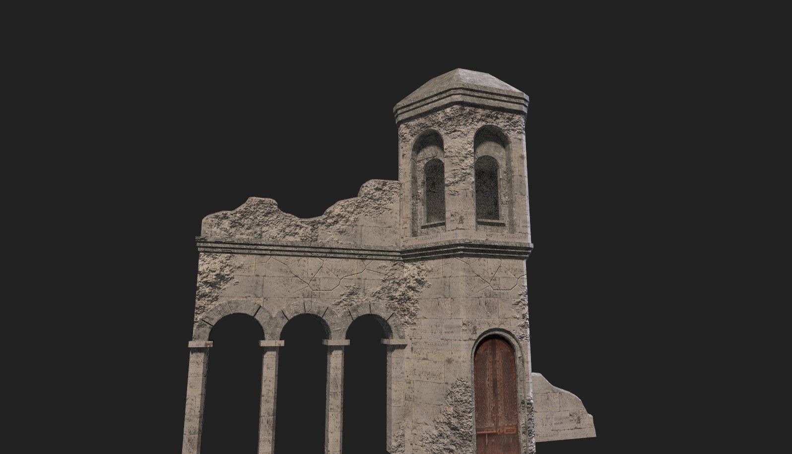 Medieval ruin Low-poly 3D model_2