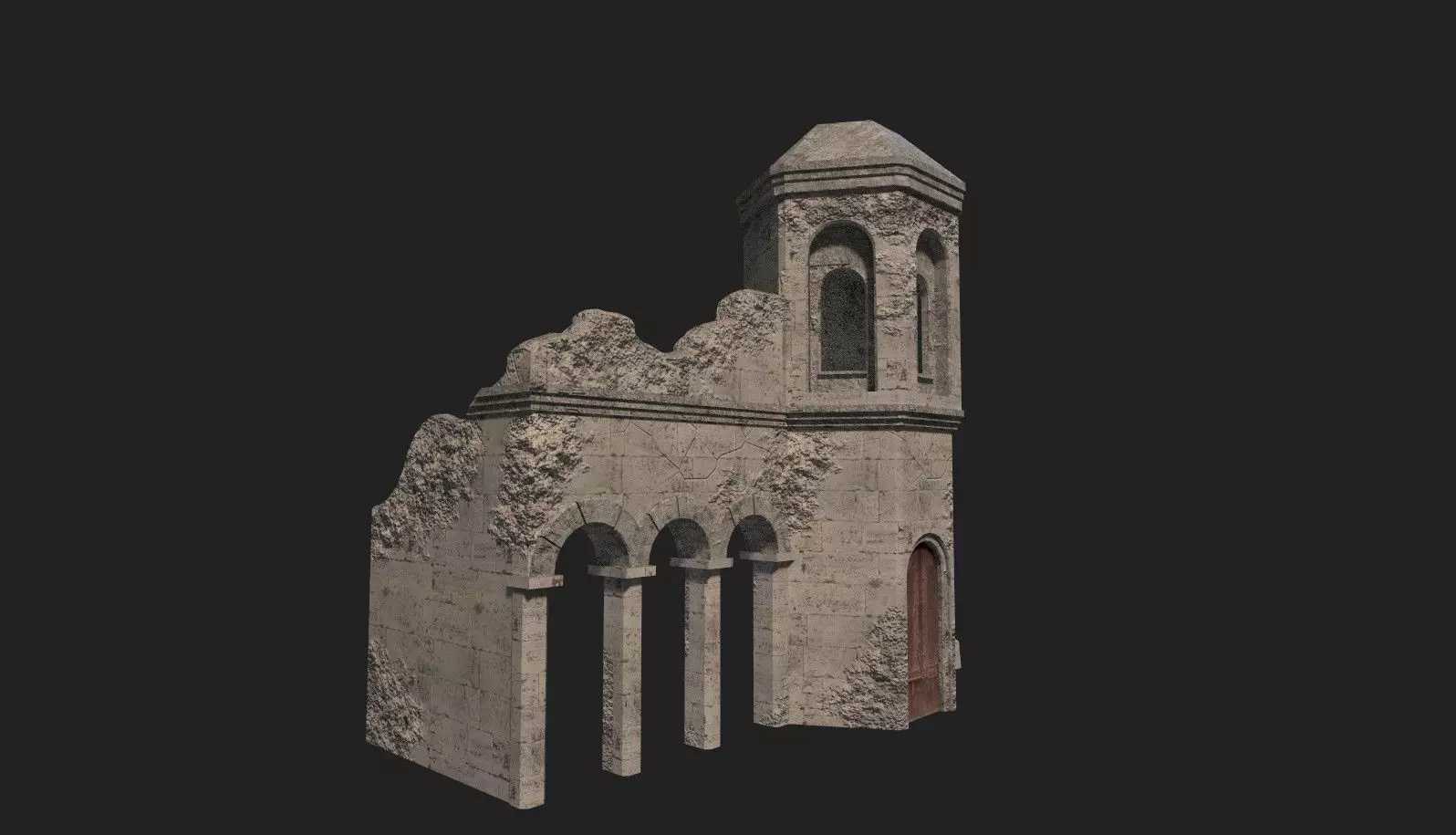 Medieval ruin Low-poly 3D model_0