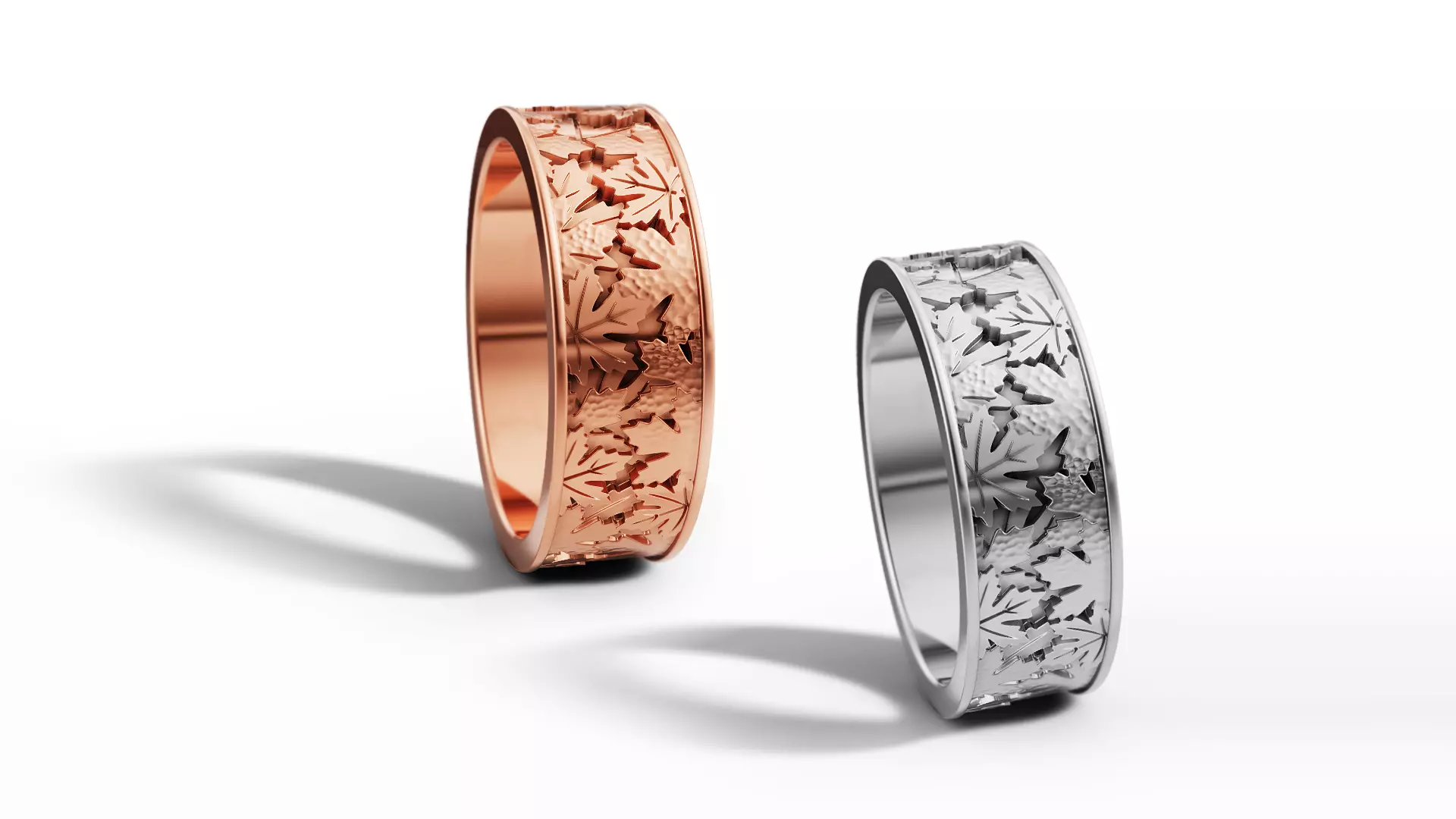 7mm Wide Maple Leaf Wedding Band Printable 3dmodel 3D print model