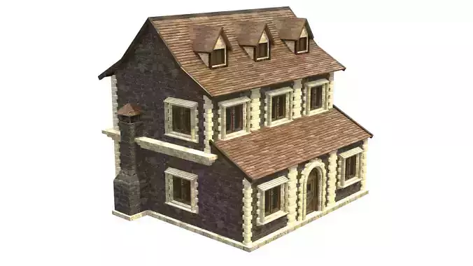 medieval house low poly city town residential house 23