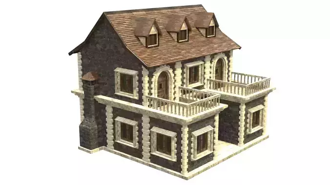 medieval house low poly city town residential house 22