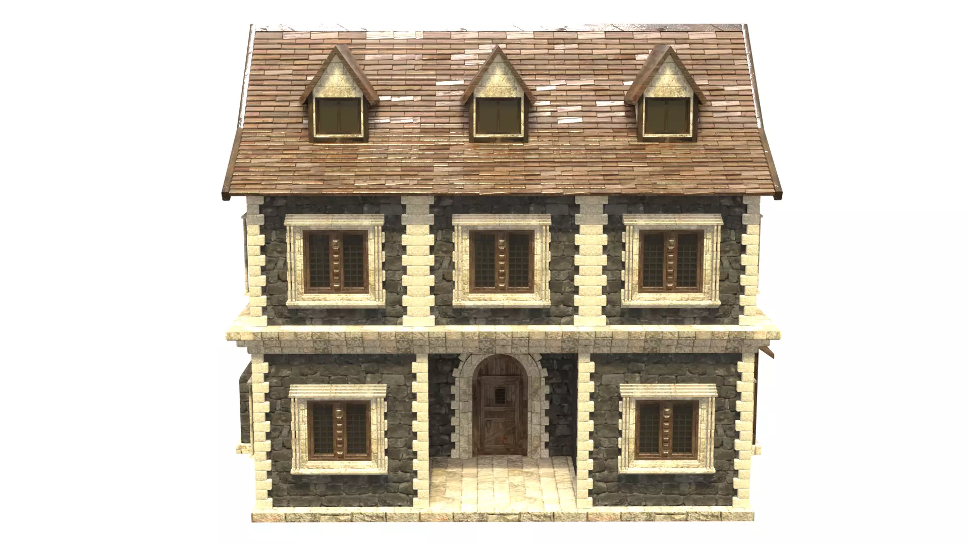 medieval house low poly city town residential house 20 Low-poly 3D model_1