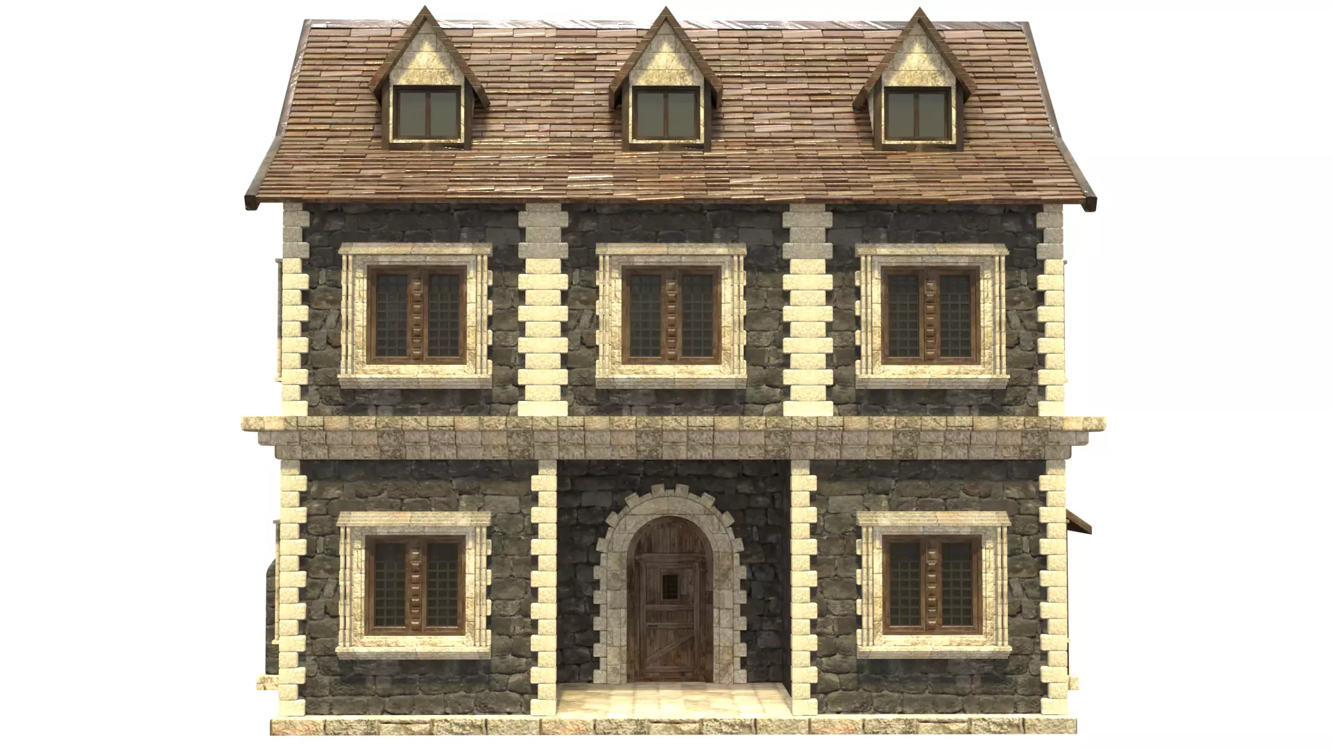 medieval house low poly city town residential house 20 Low-poly 3D model_8