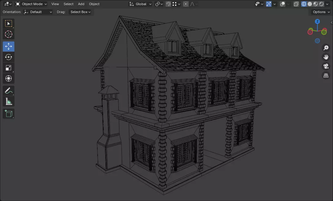 medieval house low poly city town residential house 20 Low-poly 3D model_10