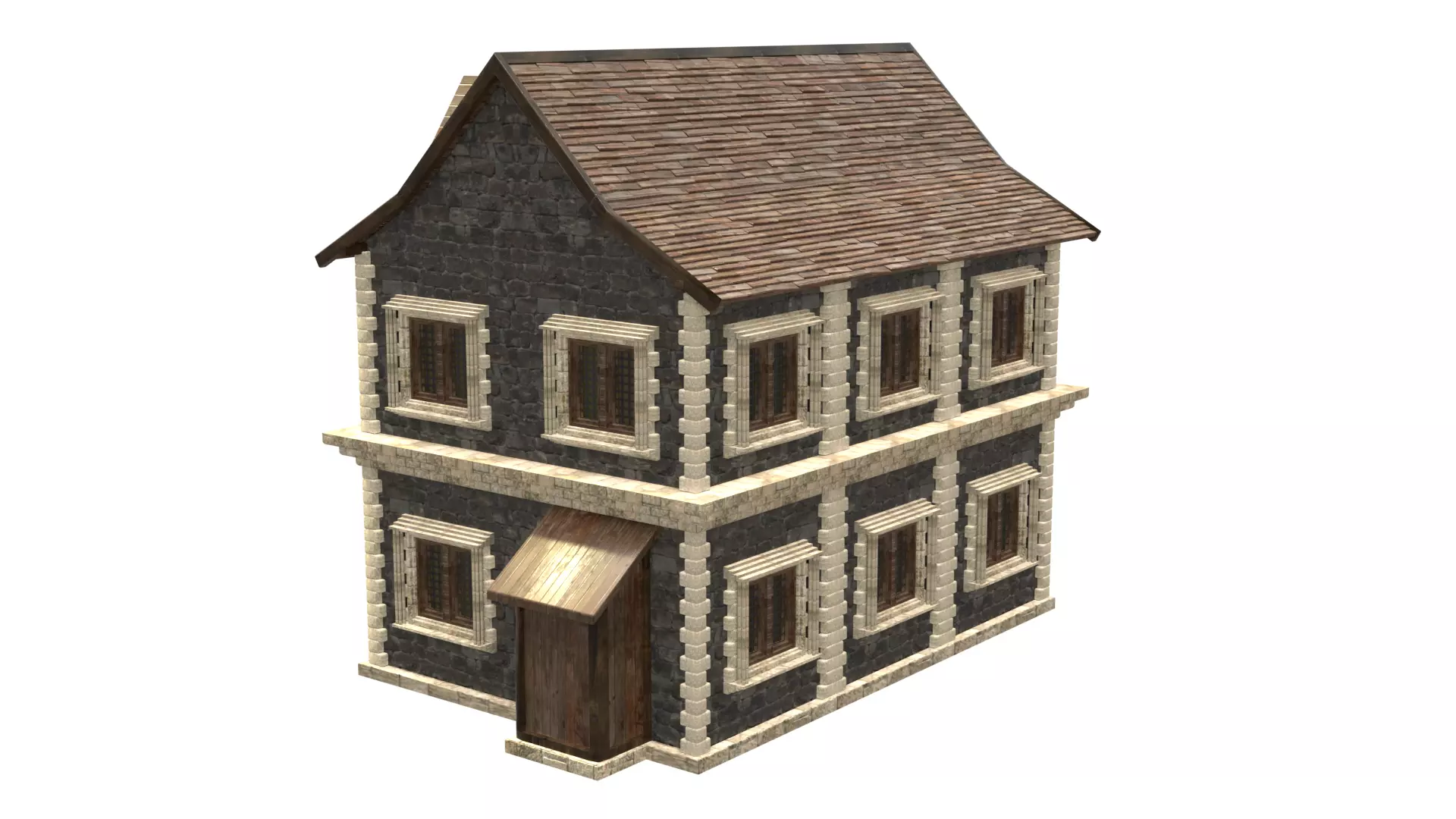 medieval house low poly city town residential house 20 Low-poly 3D model_4
