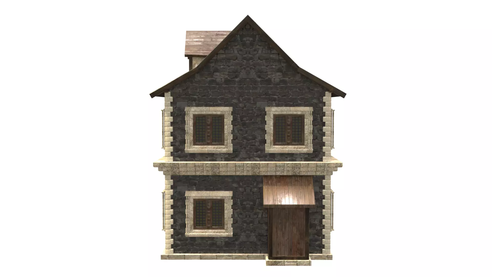 medieval house low poly city town residential house 20 Low-poly 3D model_3