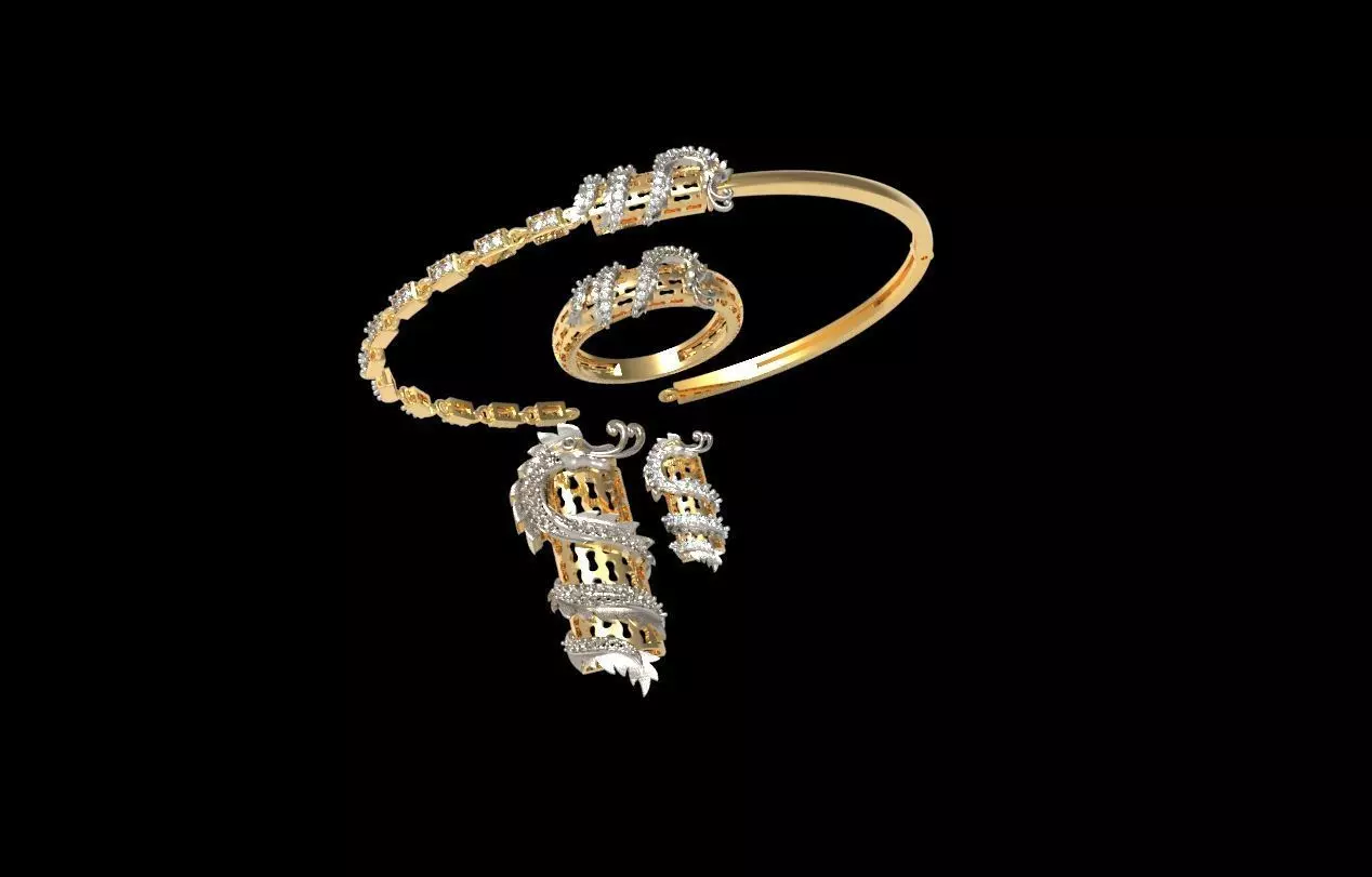 Dragon Jewelry Set 01 3D print model_15