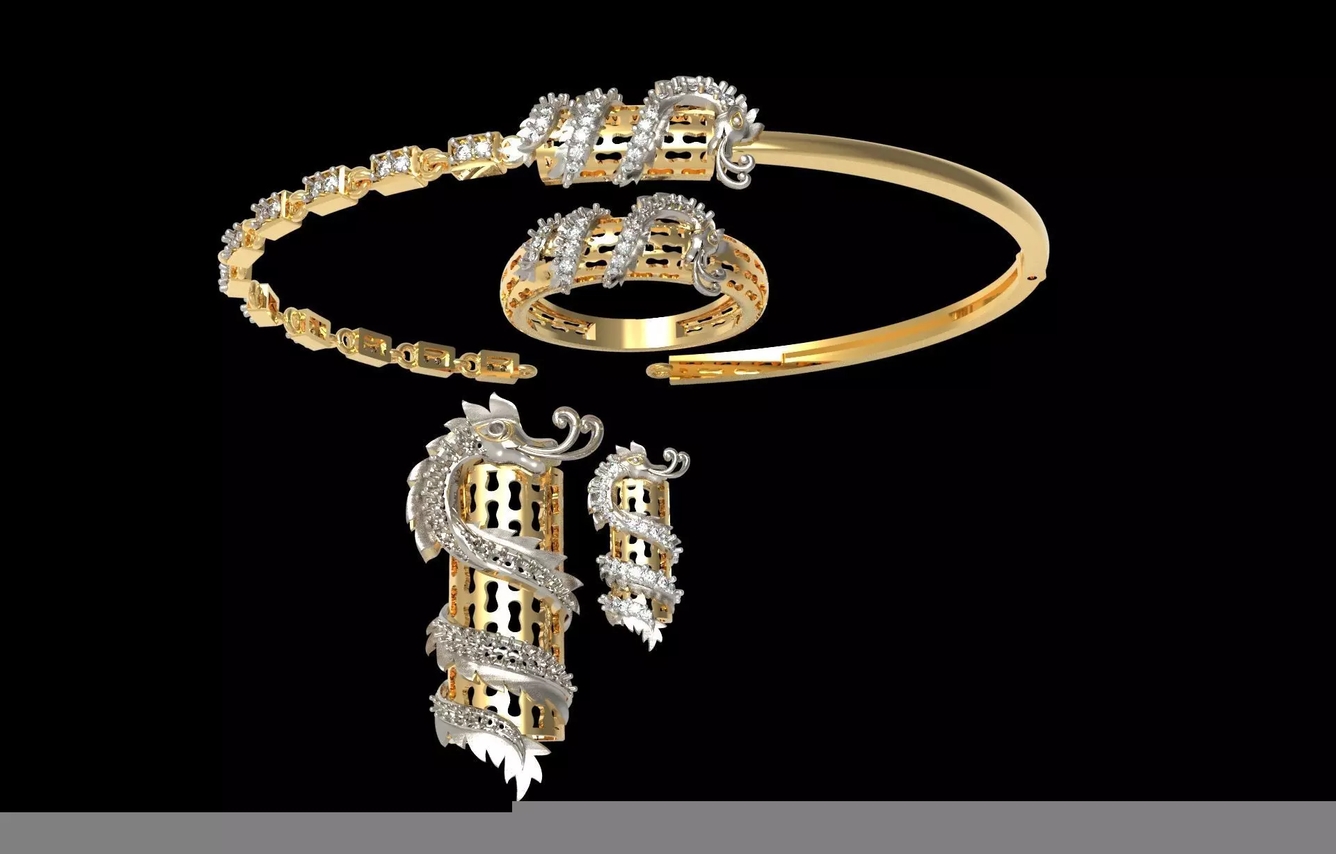 Dragon Jewelry Set 01 3D print model_0