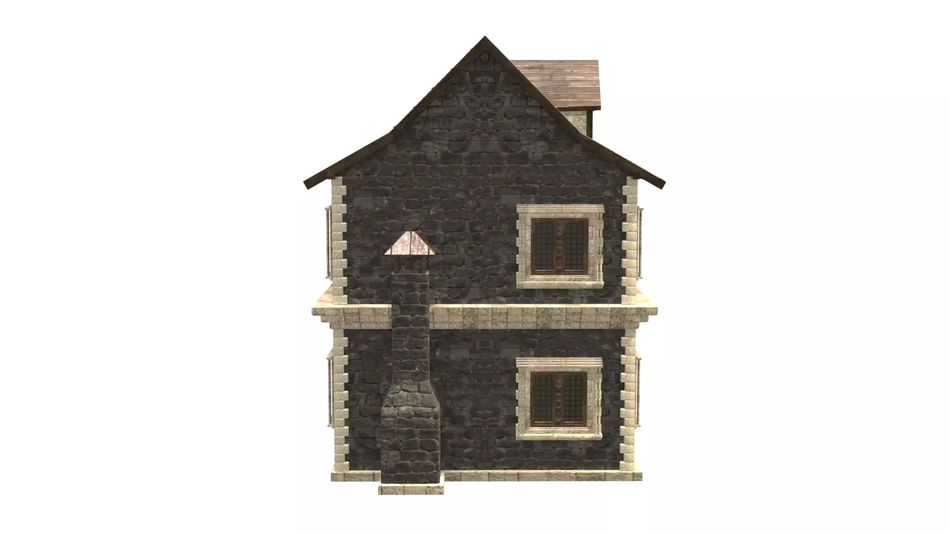 medieval house low poly city town residential house 19 Low-poly 3D model_7