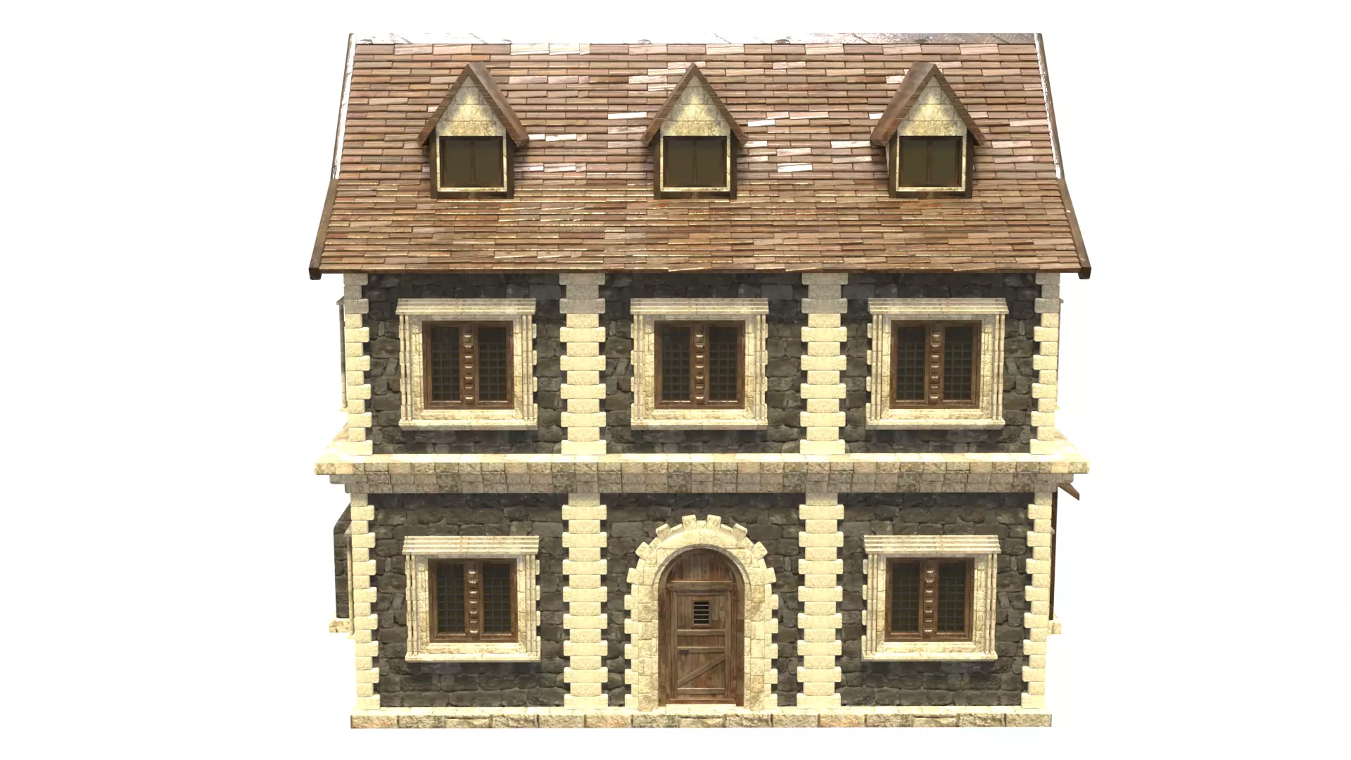 medieval house low poly city town residential house 19 Low-poly 3D model_1