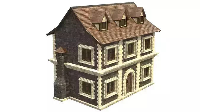 medieval house low poly city town residential house 19 Low-poly 3D model