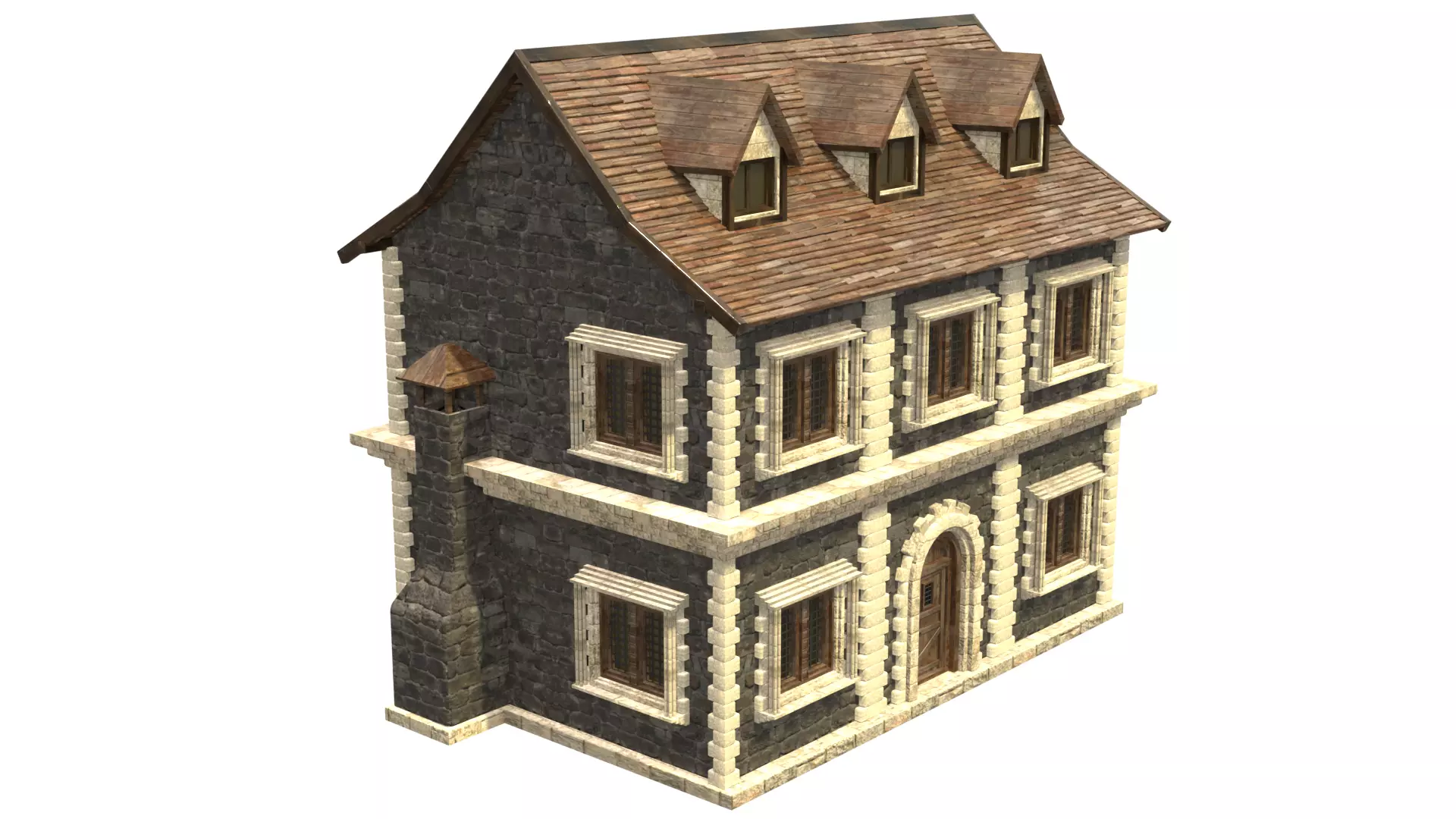 medieval house low poly city town residential house 19 Low-poly 3D model_0