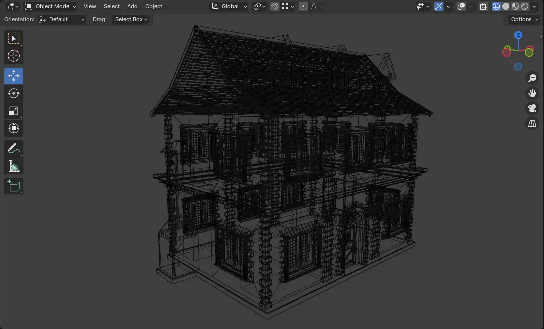 medieval house low poly city town residential house 19 Low-poly 3D model_10