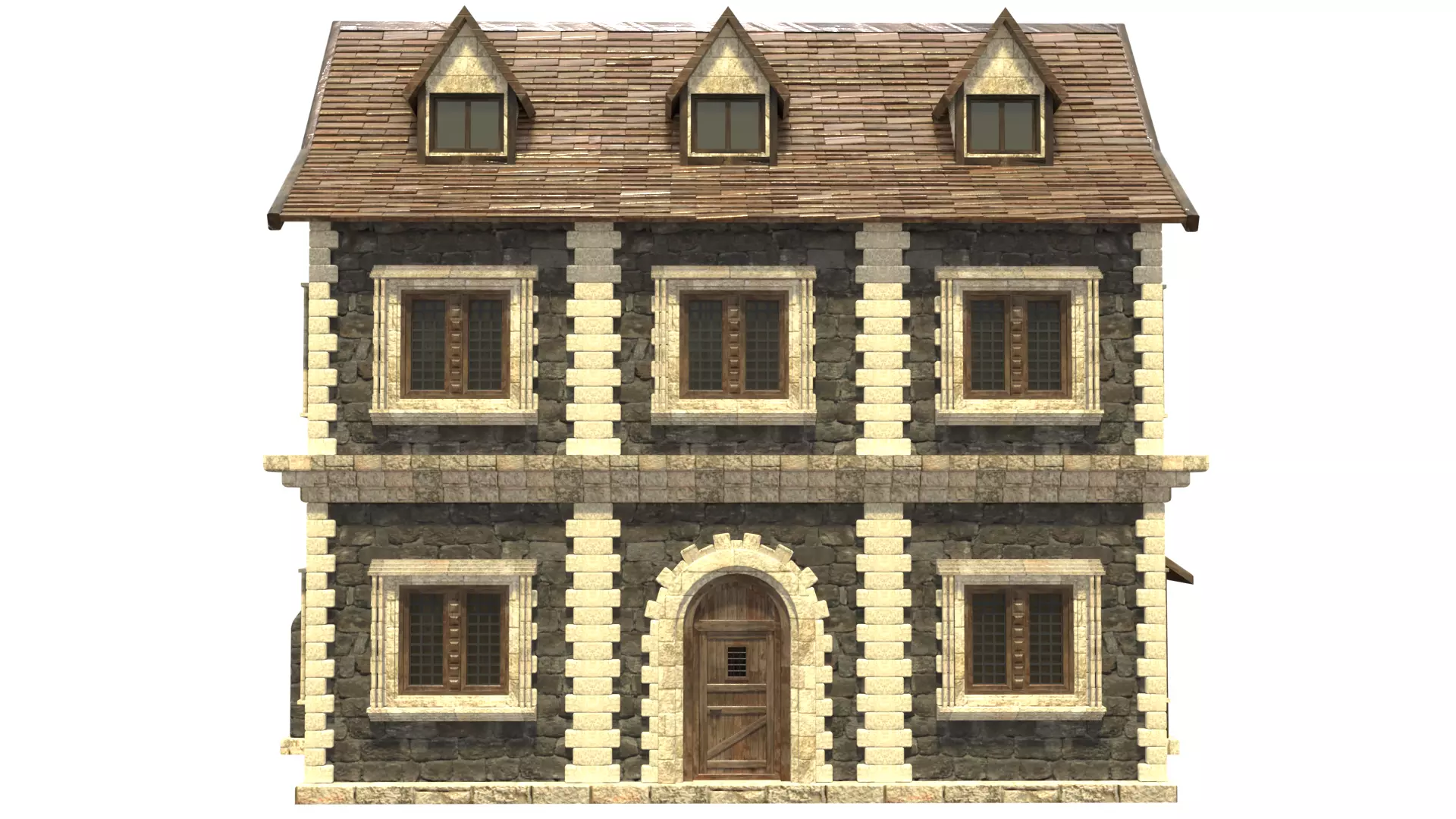 medieval house low poly city town residential house 19 Low-poly 3D model_8