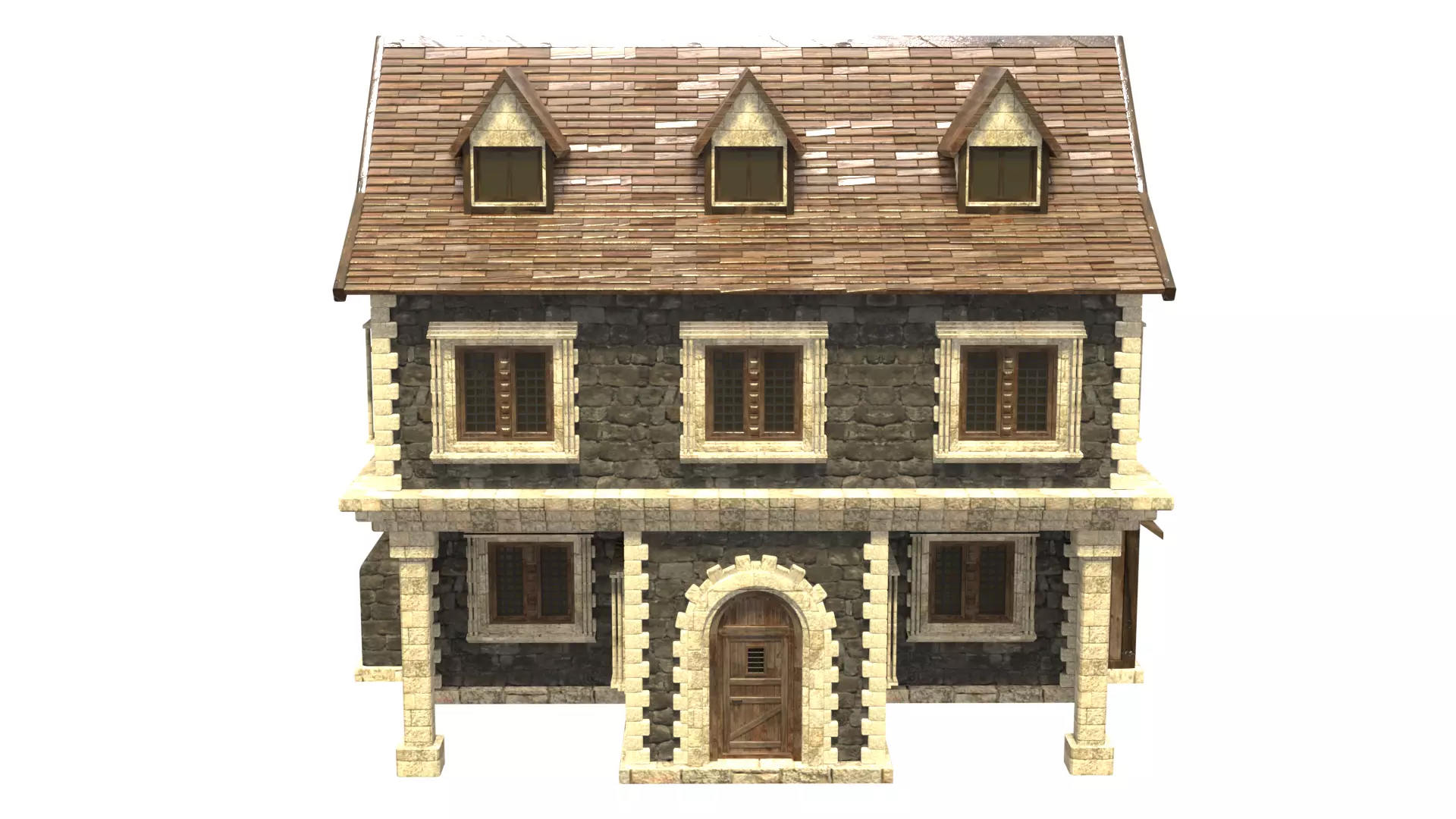 medieval house low poly city town residential house 18 Low-poly 3D model_1