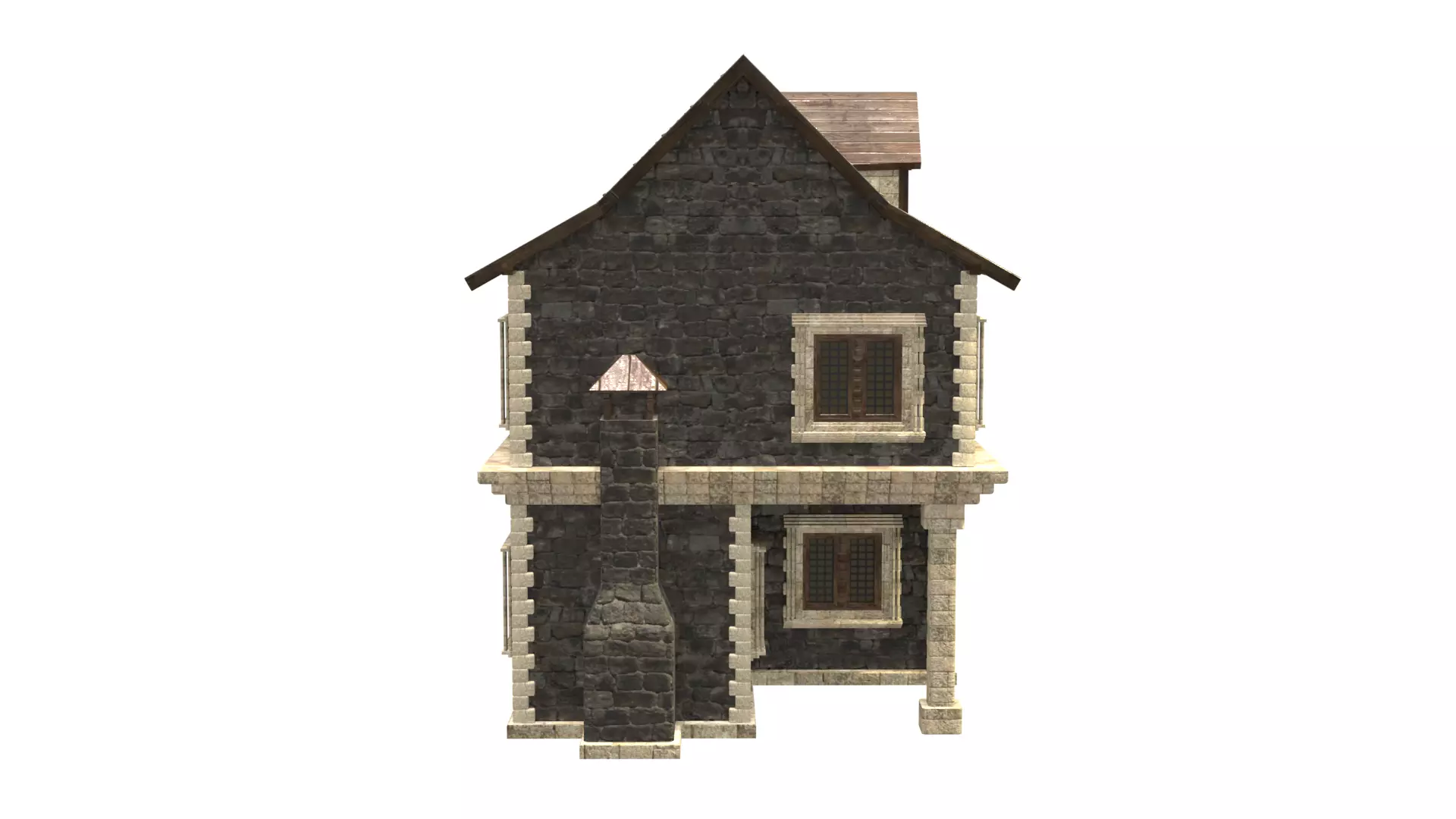medieval house low poly city town residential house 18 Low-poly 3D model_7