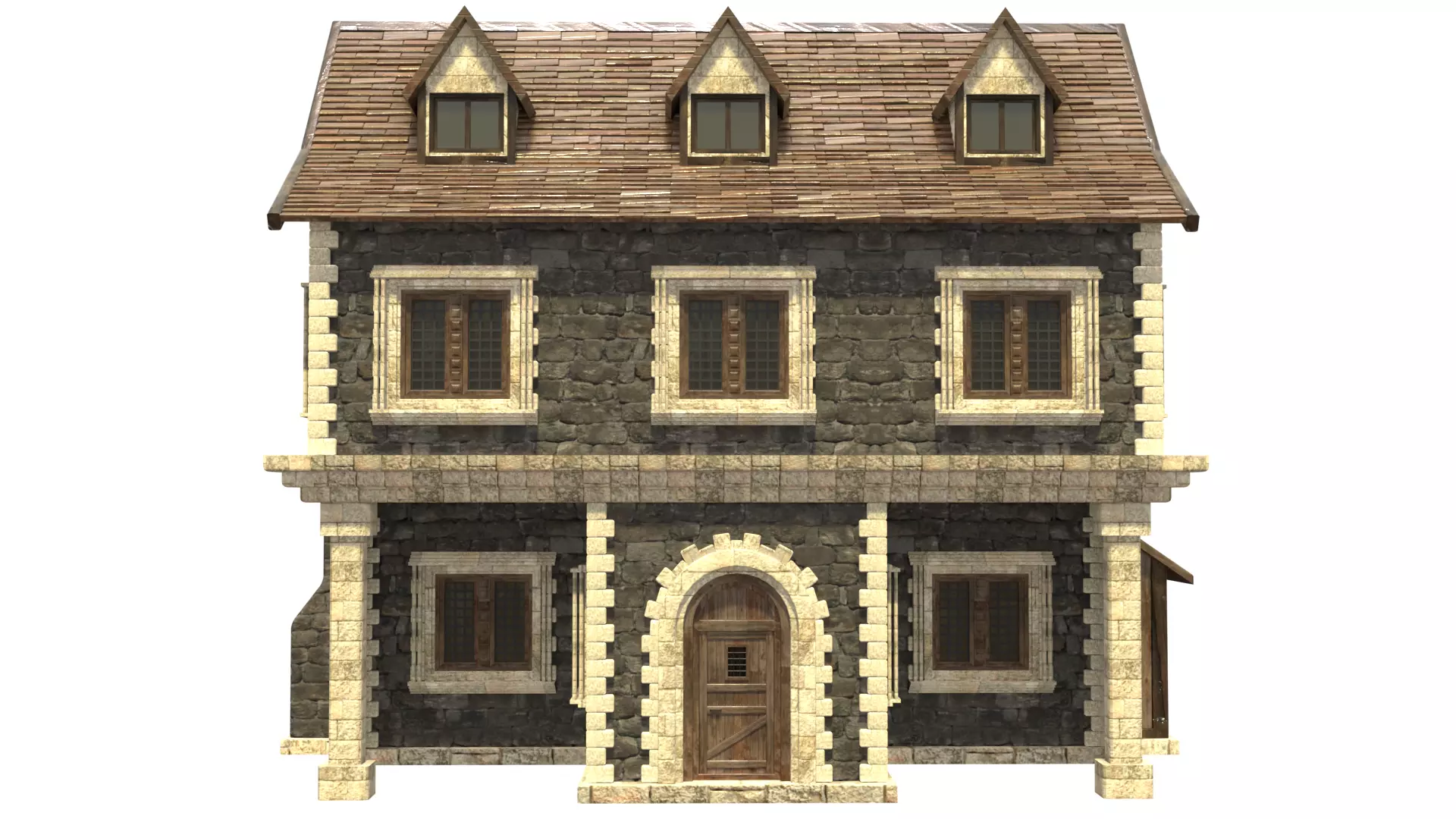 medieval house low poly city town residential house 18 Low-poly 3D model_8