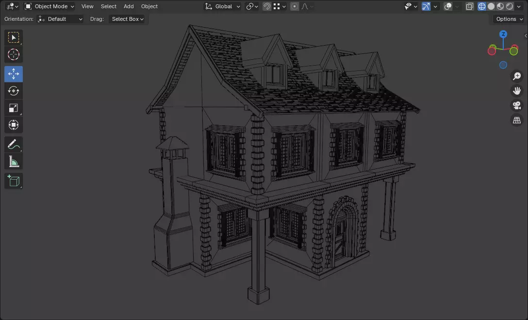 medieval house low poly city town residential house 18 Low-poly 3D model_10