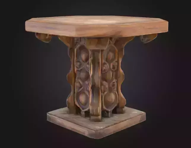 Ornate Wooden Table Timeless Craftsmanship Low-poly 3D model