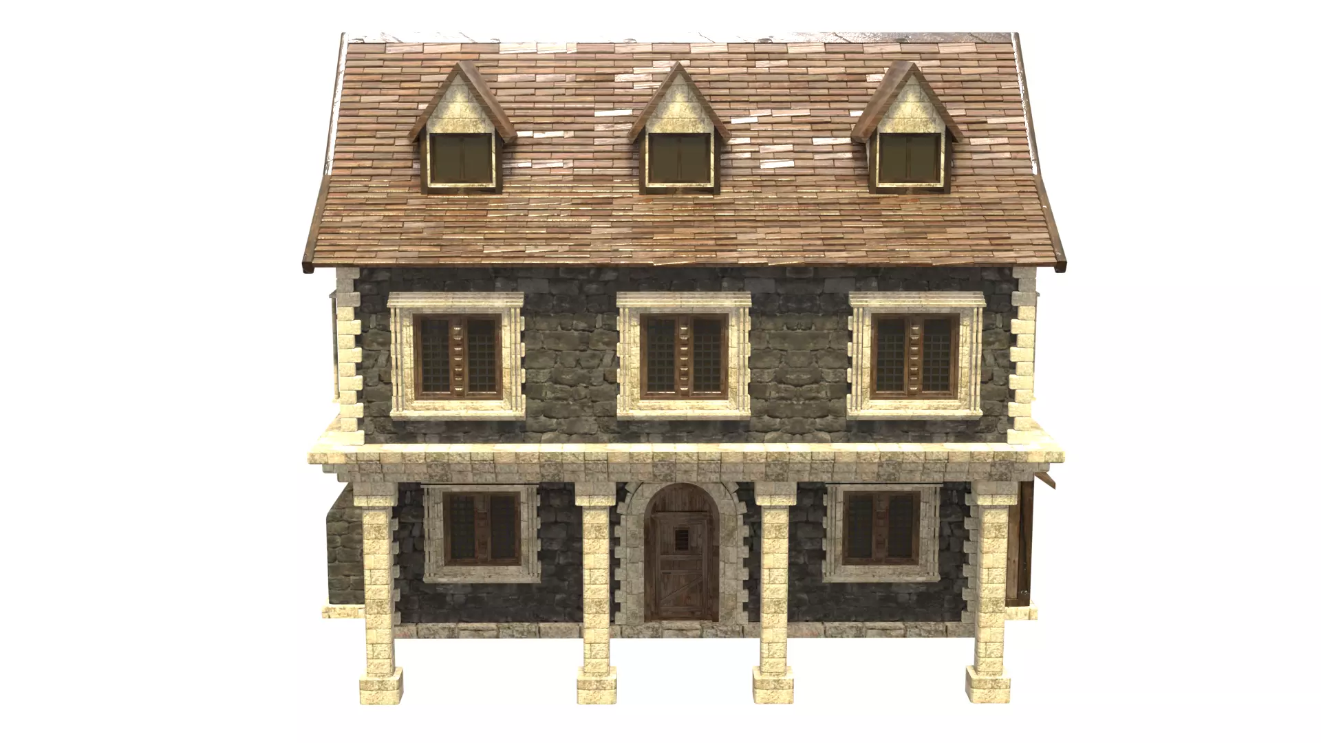 medieval house low poly city town residential house 17 Low-poly 3D model_1