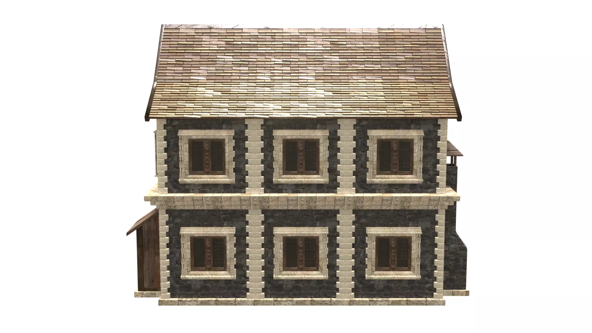 medieval house low poly city town residential house 17 Low-poly 3D model_5