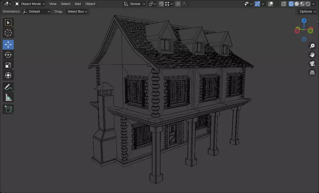 medieval house low poly city town residential house 17 Low-poly 3D model_10