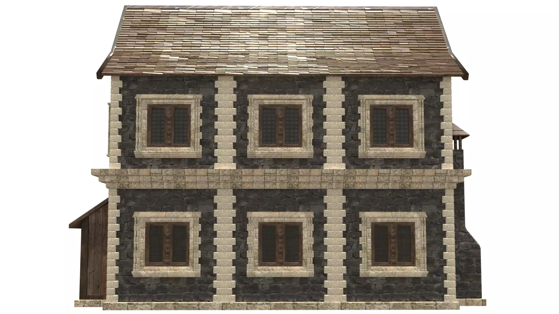 medieval house low poly city town residential house 17 Low-poly 3D model_9