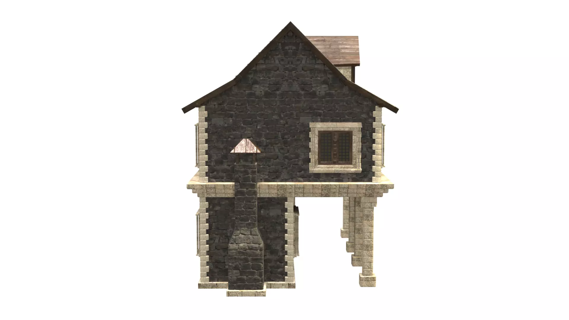 medieval house low poly city town residential house 17 Low-poly 3D model_7