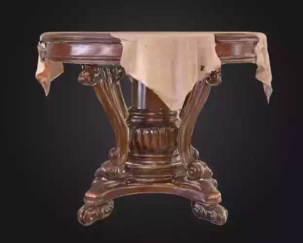Ornate Vintage Round Wooden Table Low-poly 3D model