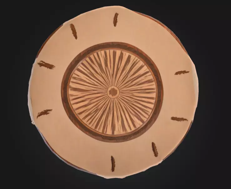 Ornate Vintage Round Wooden Table Low-poly 3D model_3