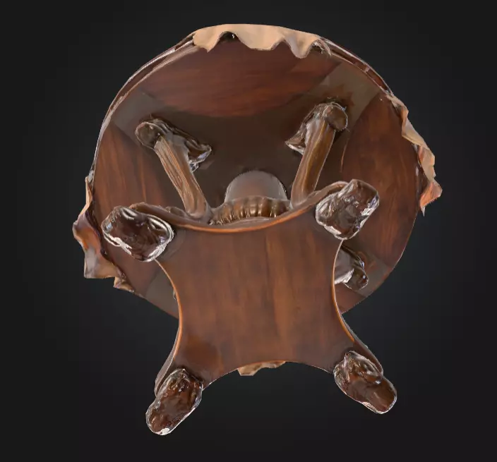 Ornate Vintage Round Wooden Table Low-poly 3D model_6