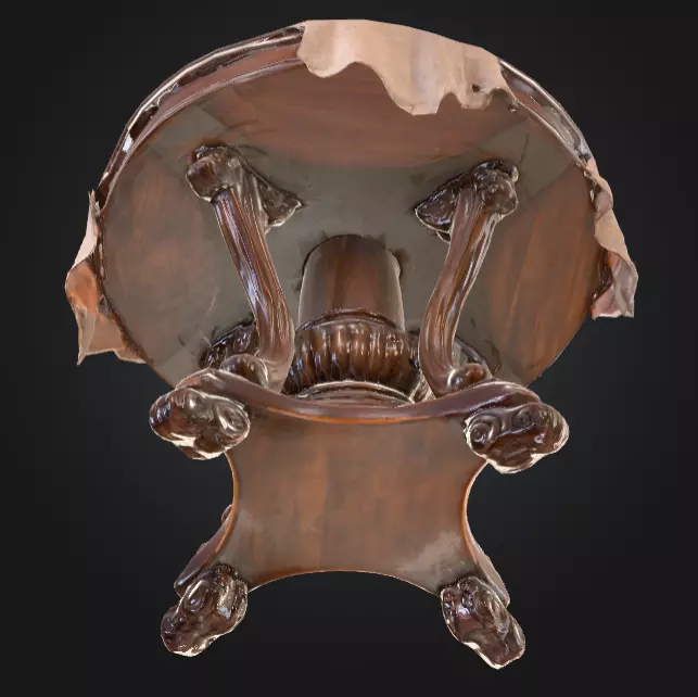 Ornate Vintage Round Wooden Table Low-poly 3D model_2