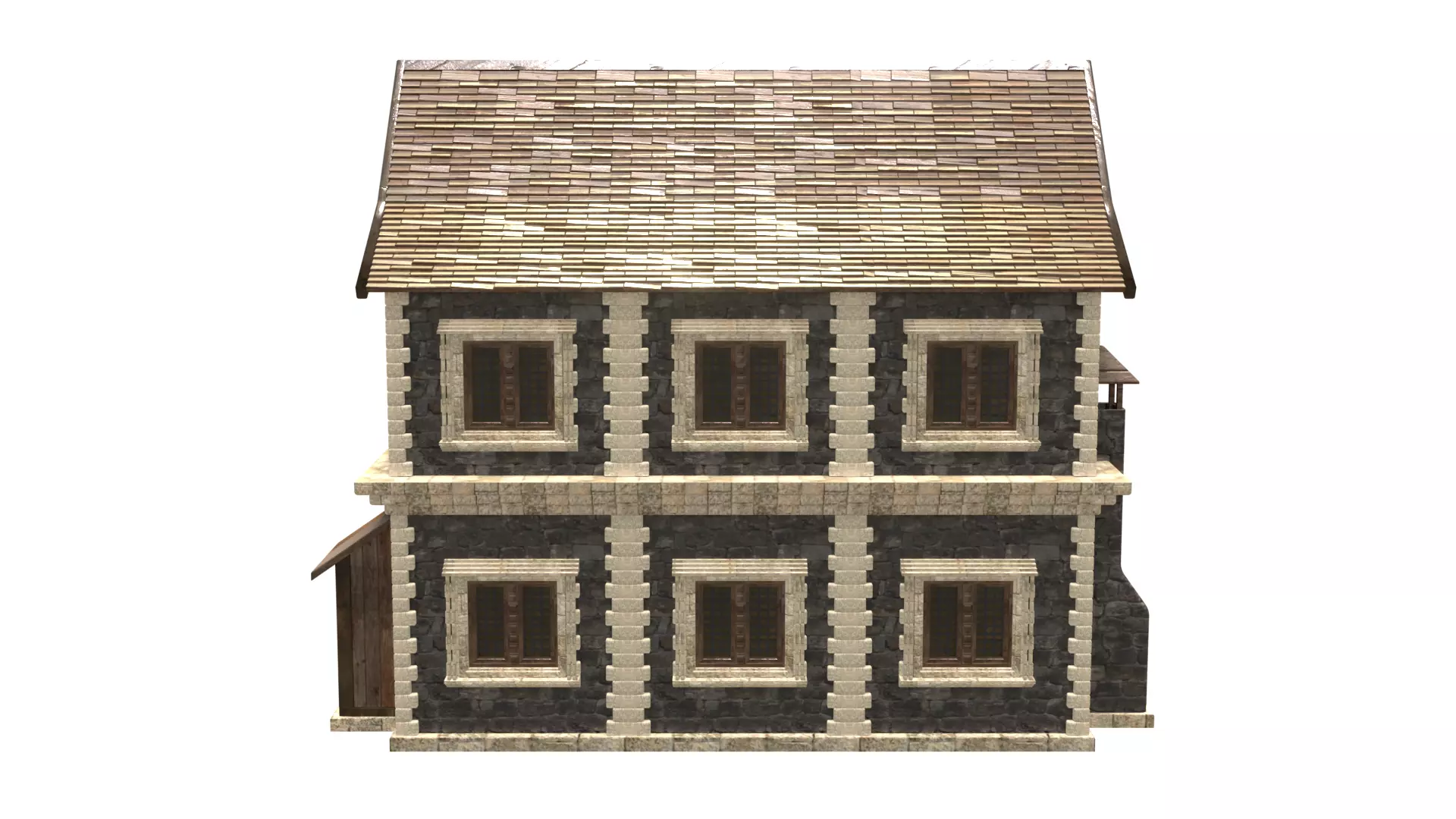 medieval house low poly city town residential house 16 Low-poly 3D model_5