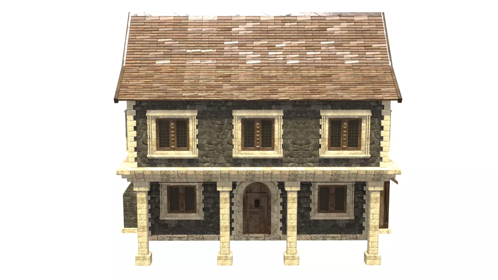 medieval house low poly city town residential house 16 Low-poly 3D model_1