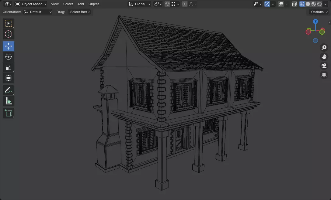 medieval house low poly city town residential house 16 Low-poly 3D model_10