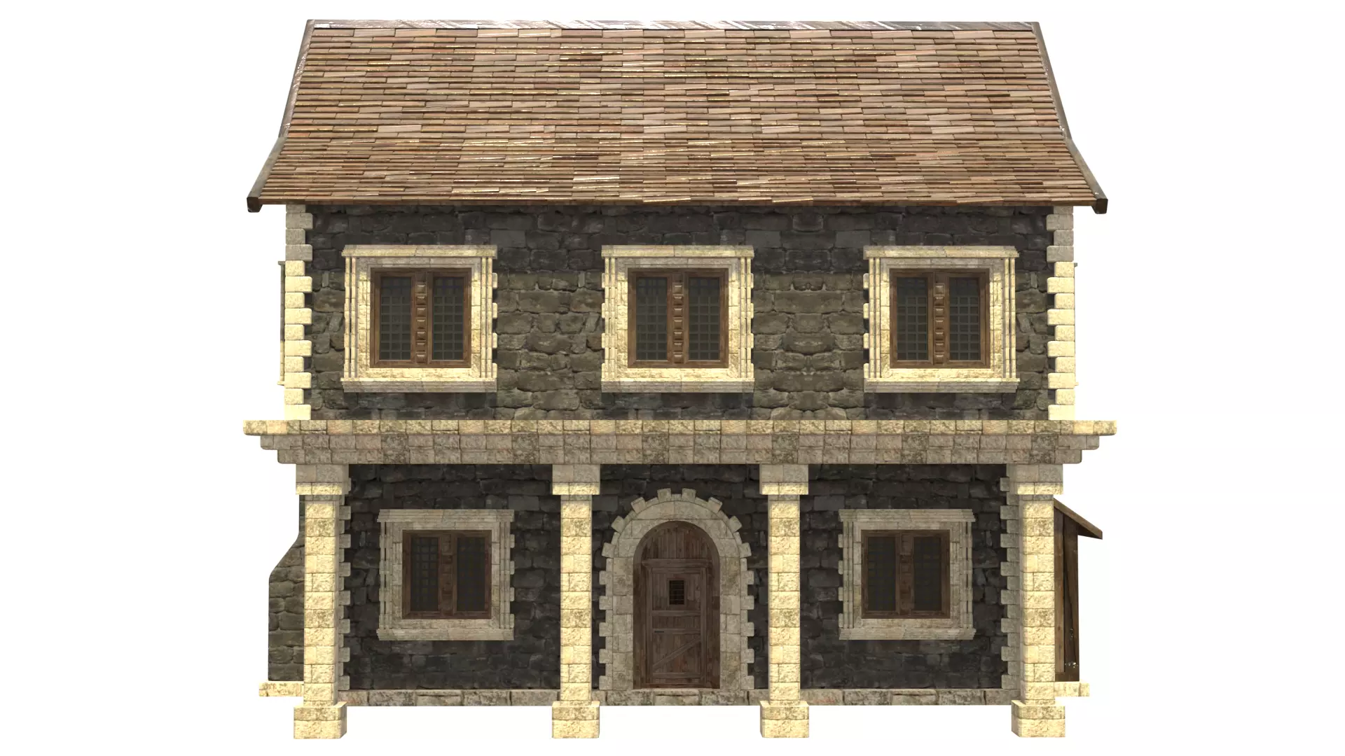 medieval house low poly city town residential house 16 Low-poly 3D model_8