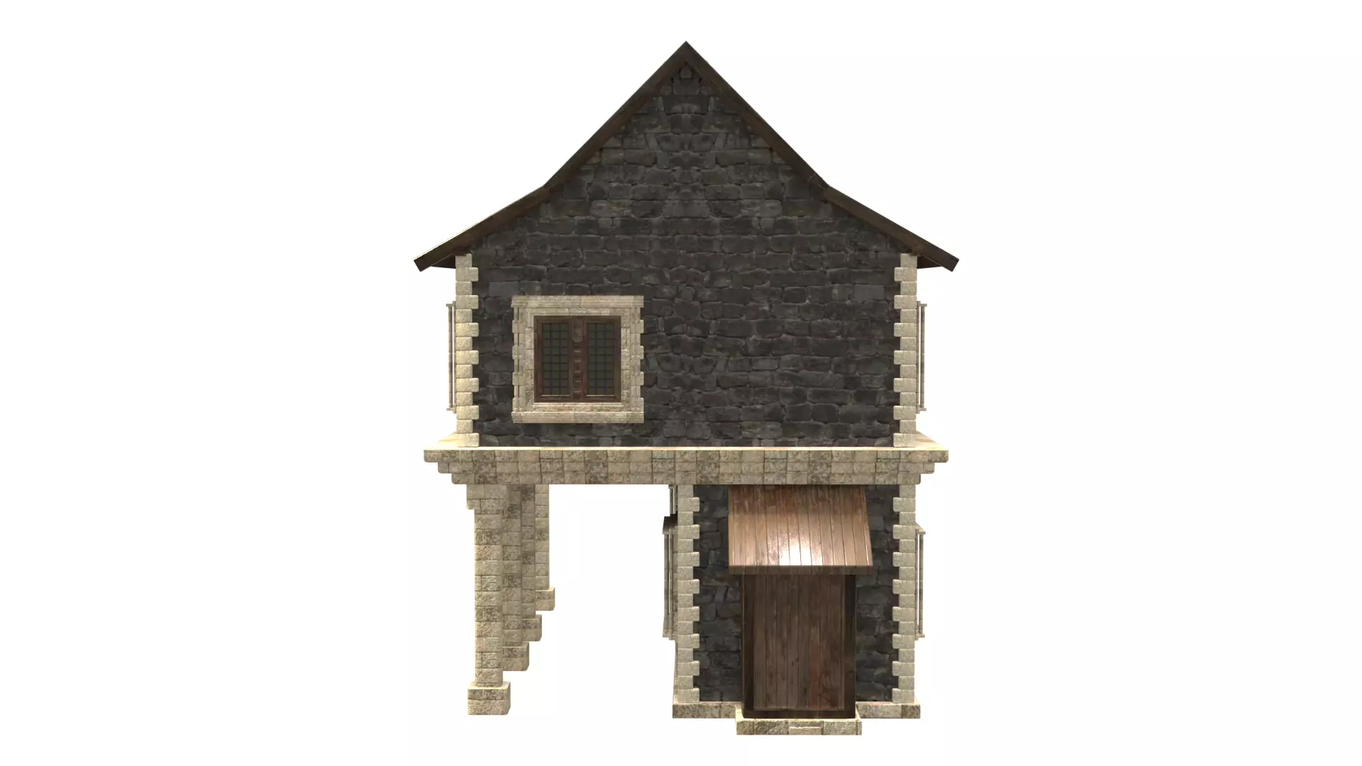 medieval house low poly city town residential house 16 Low-poly 3D model_3