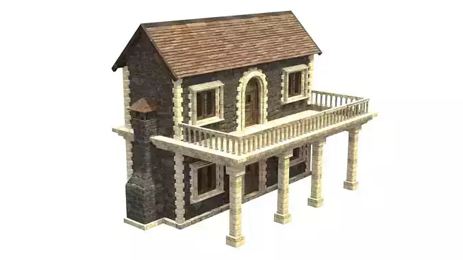 medieval house low poly city town residential house 15 Low-poly 3D model